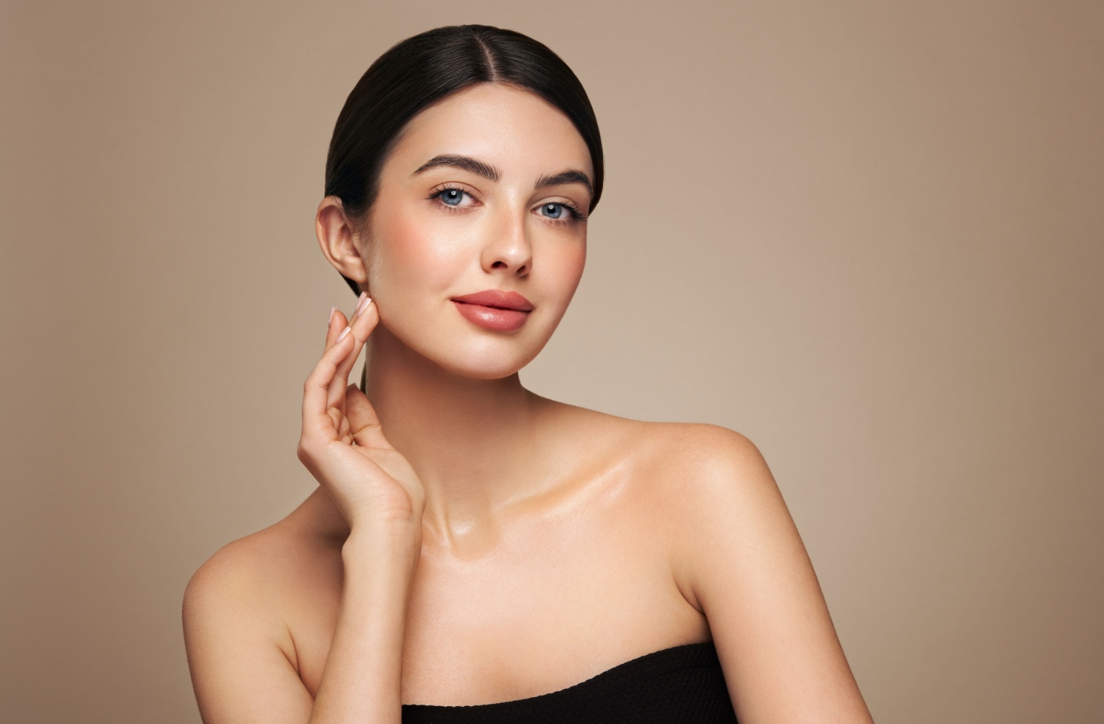 A model showing her perfect skin