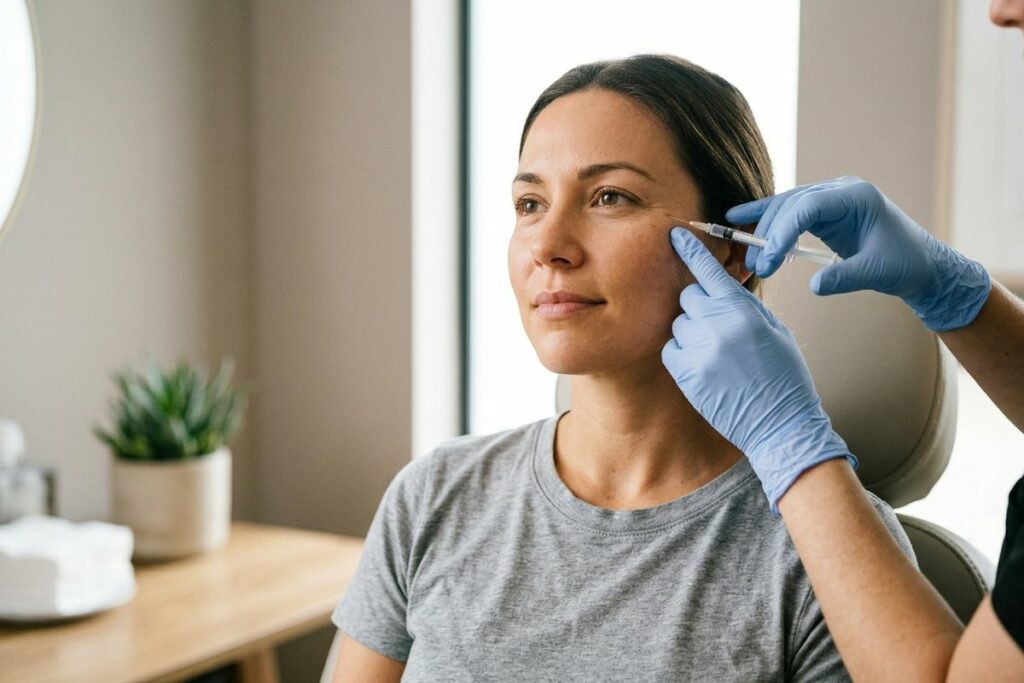 A person getting botox in their face